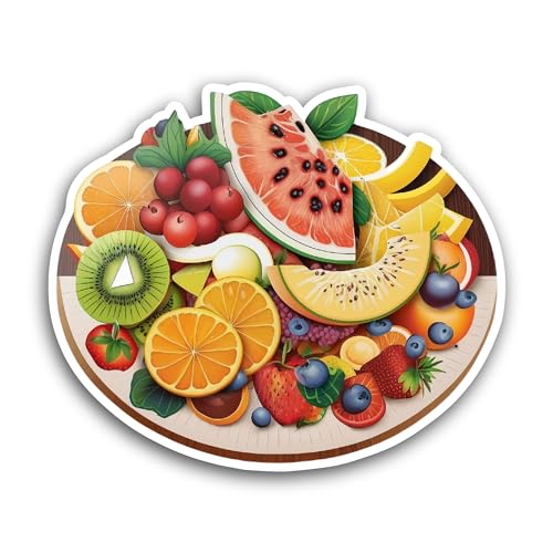2 (Pieces) 3" and 5" Fruit Platter Sticker, Waterproof Vinyl Decals for Many Purpose Like Cars, Truc