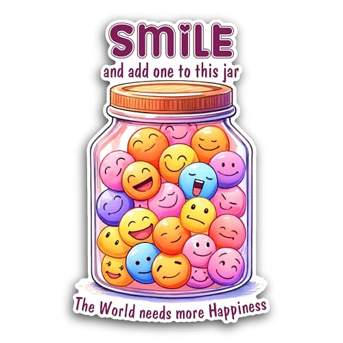 2 (Pieces) 3" and 5" Smile Sticker, Waterproof Vinyl Decals for Many Purpose Like Cars, Trucks, Lapt