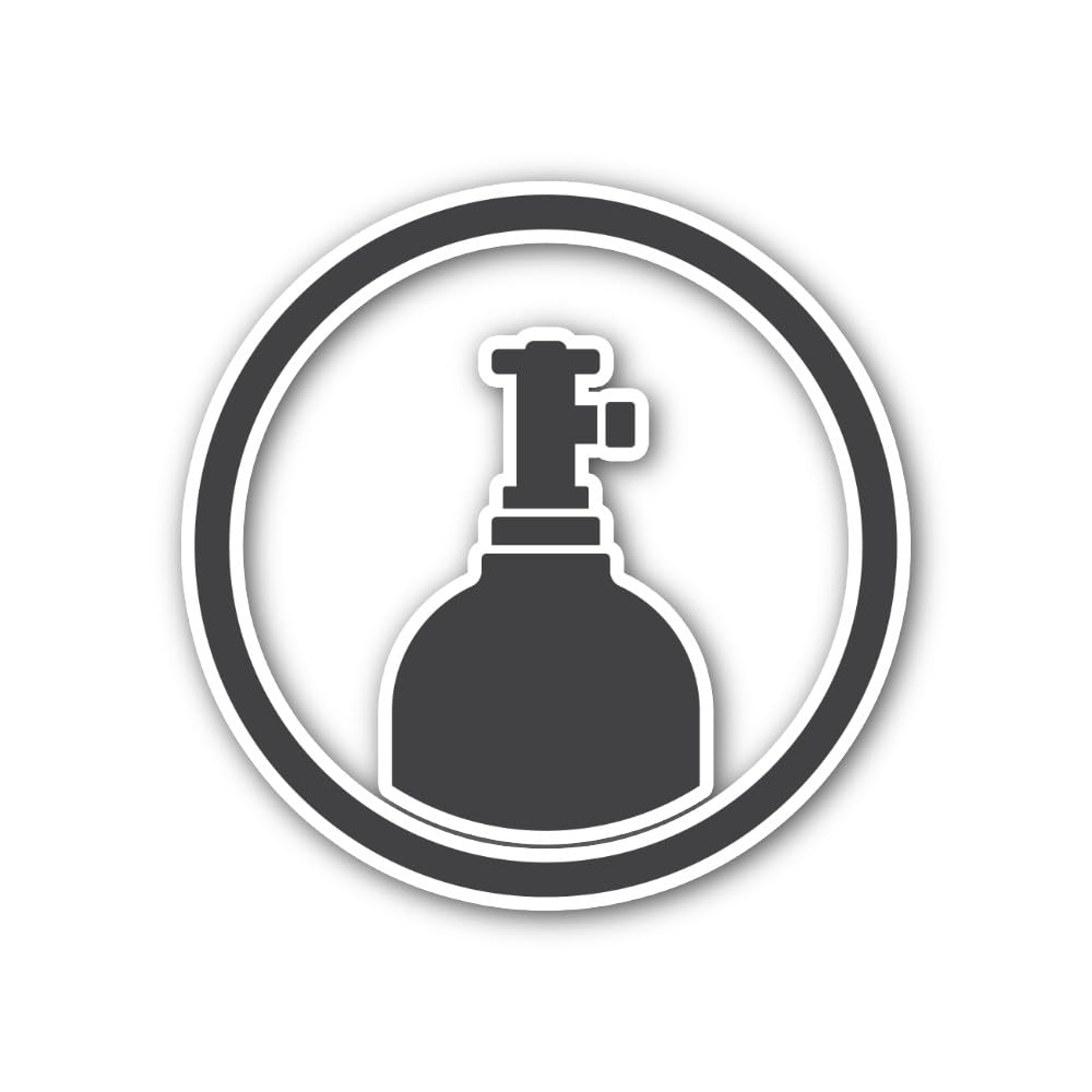 2 (Pieces) 3" and 5" Oxygen Tank Icon Sticker, Waterproof Vinyl Decals for Many Purpose Like Cars, T