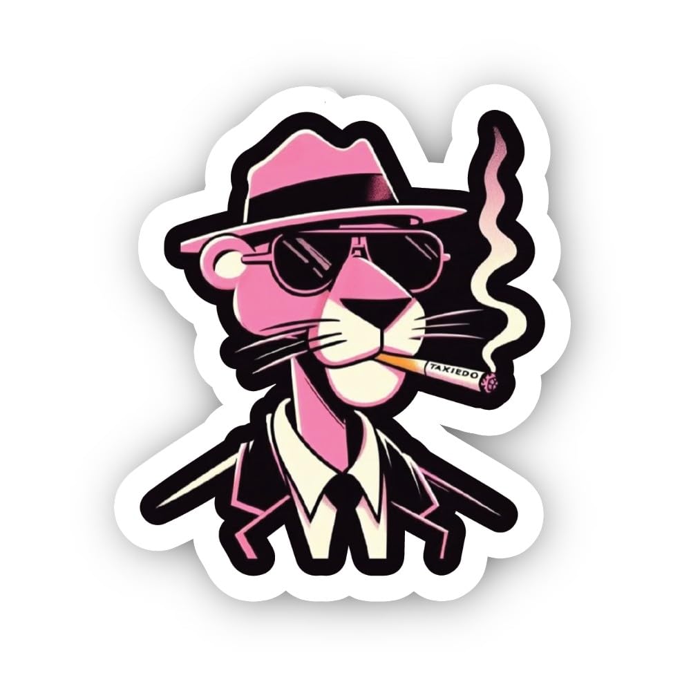 2 (Pieces) 2" and 3" Pink Panther Noir Sticker, Waterproof Vinyl Decals for Many Purpose Like Cars,
