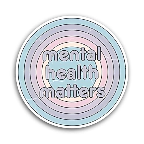 2 (Pieces) 3" and 5" Mental Health Sticker, Waterproof Vinyl Decals for Many Purpose Like Cars, Truc