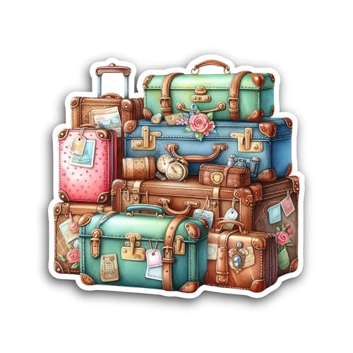 2 (Pieces) 3" and 5" Travelling Suitcases Sticker, Waterproof Vinyl Decals for Many Purpose Like Car
