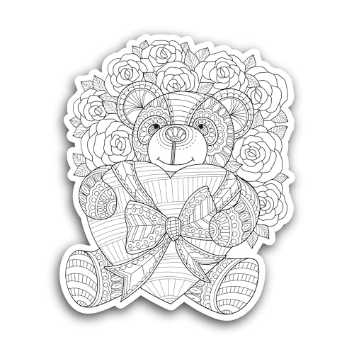 2 (Pieces) 3" and 5" Cute Teddy Bear Sticker, Waterproof Vinyl Decals for Many Purpose Like Cars, Tr