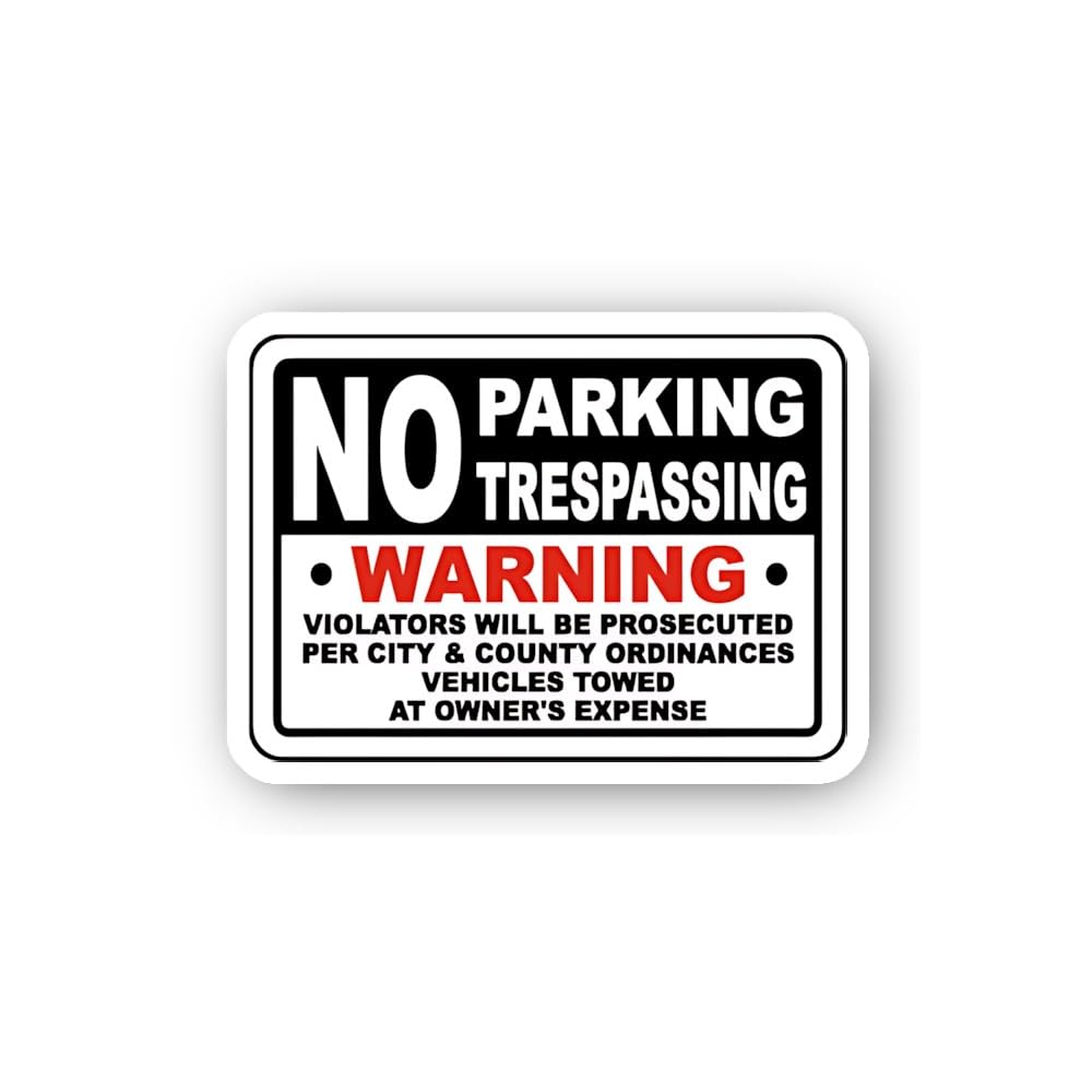 2 (Pieces) 3" and 5" No Parking Trespassing Warning Sticker, Waterproof Vinyl Decals for Many Purpos
