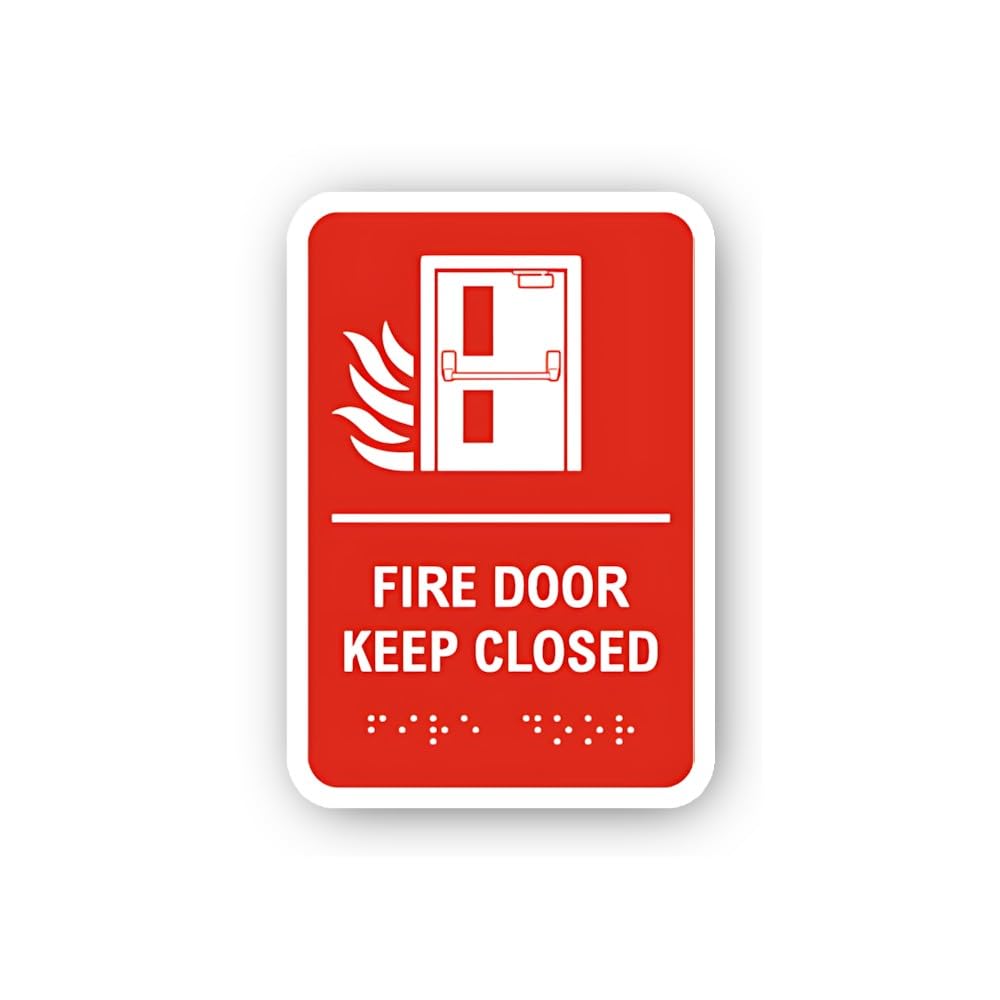 2 (Pieces) 3" and 5" Red and White Fire Door Keep Closed Sticker, Waterproof Vinyl Decals for Many P