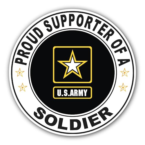 2 (Pieces) 3" and 5" Proud Supporter of a Soldier U.S. Army Sticker, Waterproof Vinyl Decals for Man