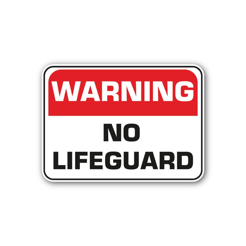 2 (Pieces) 3" and 5" Warning No Lifeguard Sign Sticker, Waterproof Vinyl Decals for Many Purpose Lik