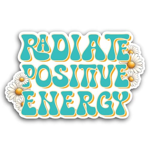 2 (Pieces) 3" and 5" Radiate Positive Energy Sticker, Waterproof Vinyl Decals for Many Purpose Like