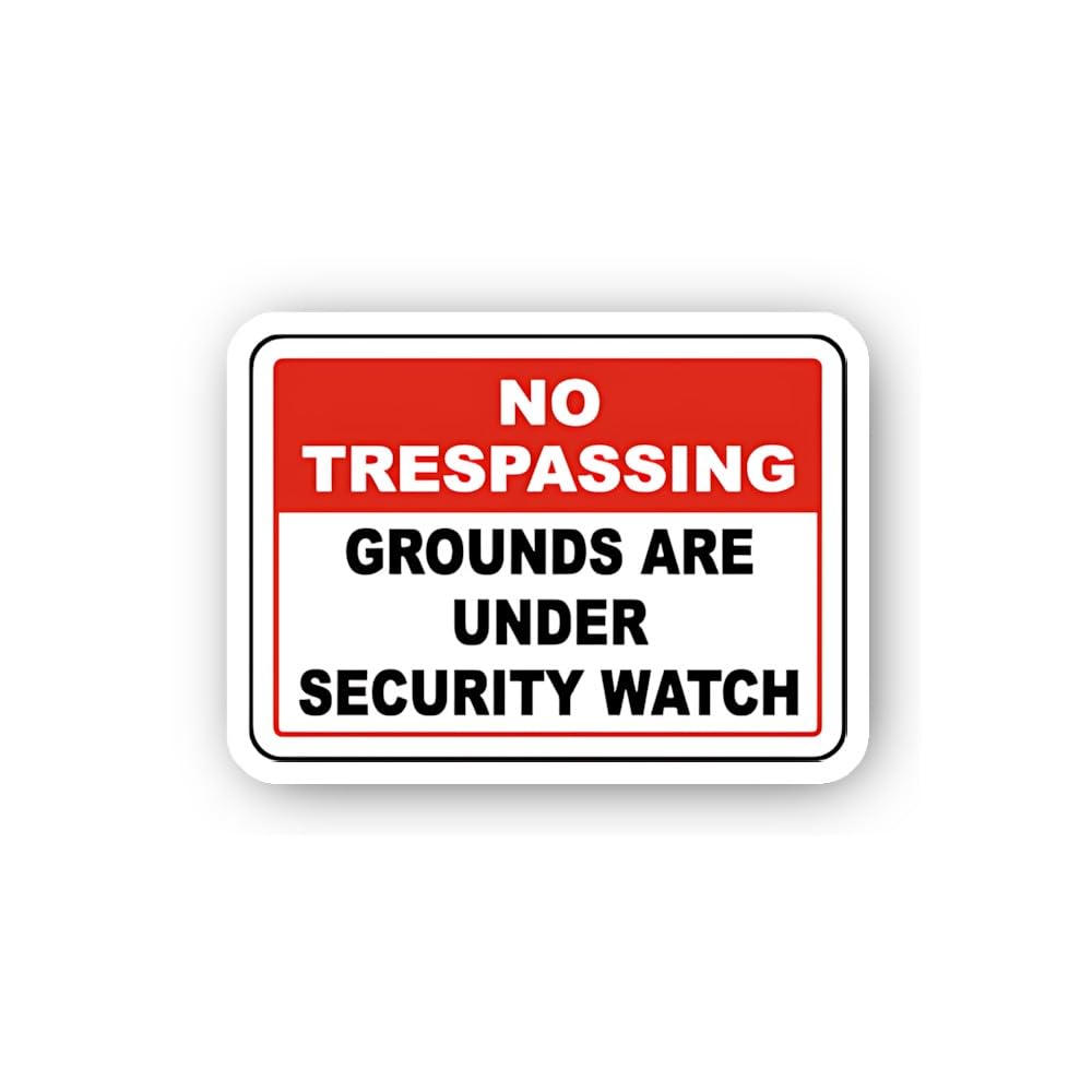 2 (Pieces) 3" and 5" No Trespassing Grounds Under Security Watch Sticker, Waterproof Vinyl Decals fo