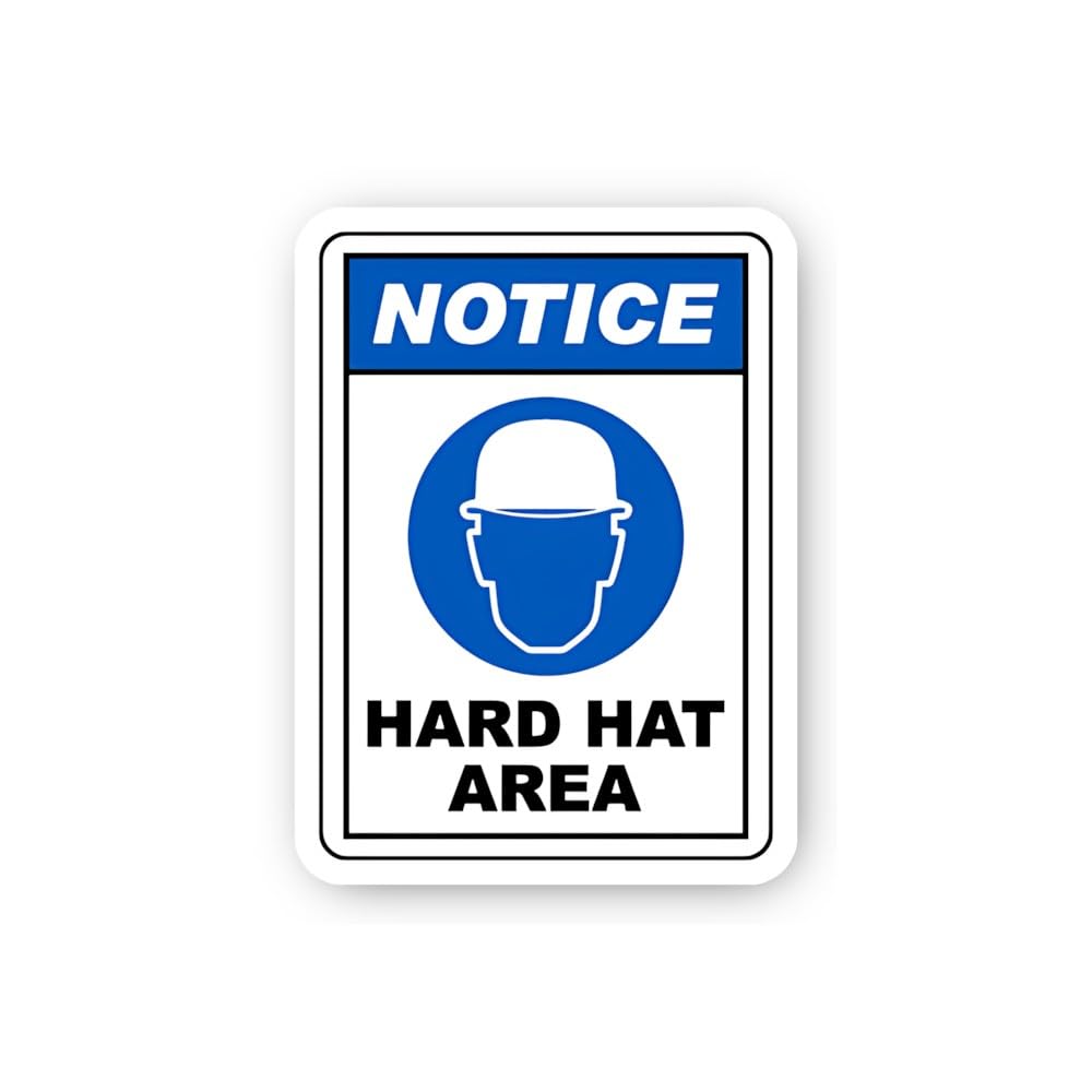 2 (Pieces) 3" and 5" Hard Hat Area Notice Sticker, Waterproof Vinyl Decals for Many Purpose Like Car