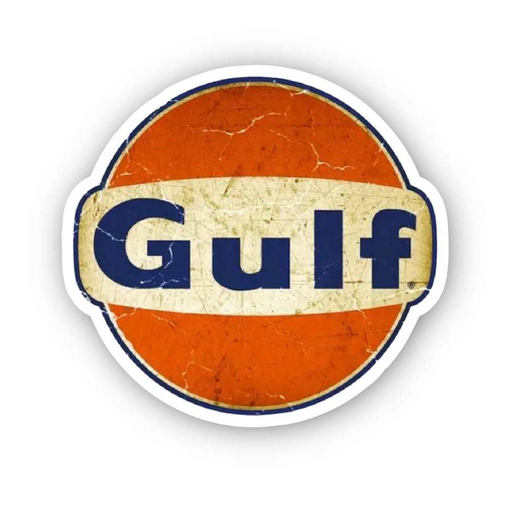 2 (Pieces) 2" and 3" Gulf Oil Logo Sticker, Waterproof Vinyl Decals for Many Purpose Like Cars, Truc