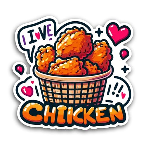 2 (Pieces) 3" and 5" Fried Chicken Cartoon Sticker, Waterproof Vinyl Decals for Many Purpose Like Ca