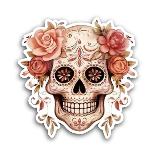 2 (Pieces) 3" and 5" Skull Made with Roses Sticker, Waterproof Vinyl Decals for Many Purpose Like Ca