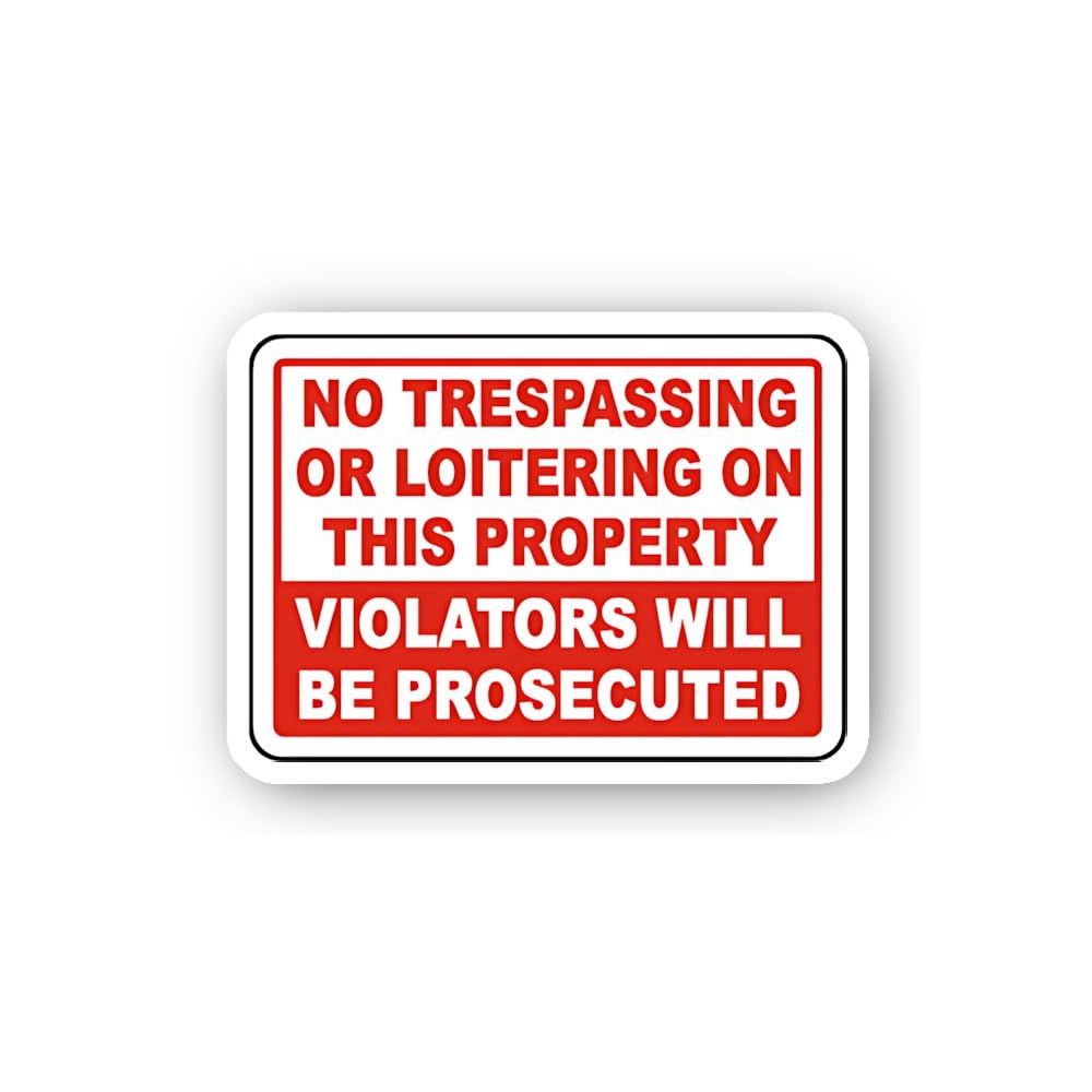 2 (Pieces) 3" and 5" No Trespassing or Loitering Prosecution Warning Sticker, Waterproof Vinyl Decal