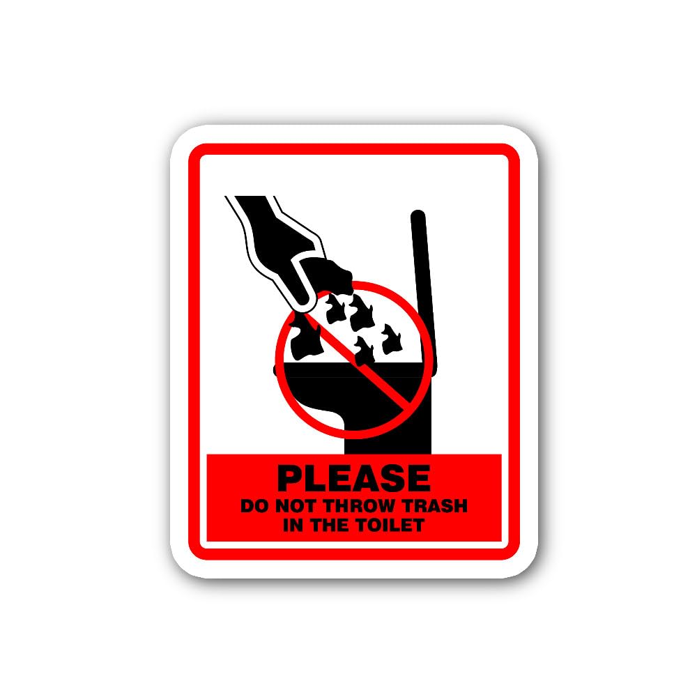 2 (Pieces) 3" and 5" Toilet Clogging Prevention Notice Sticker, Waterproof Vinyl Decals for Many Pur