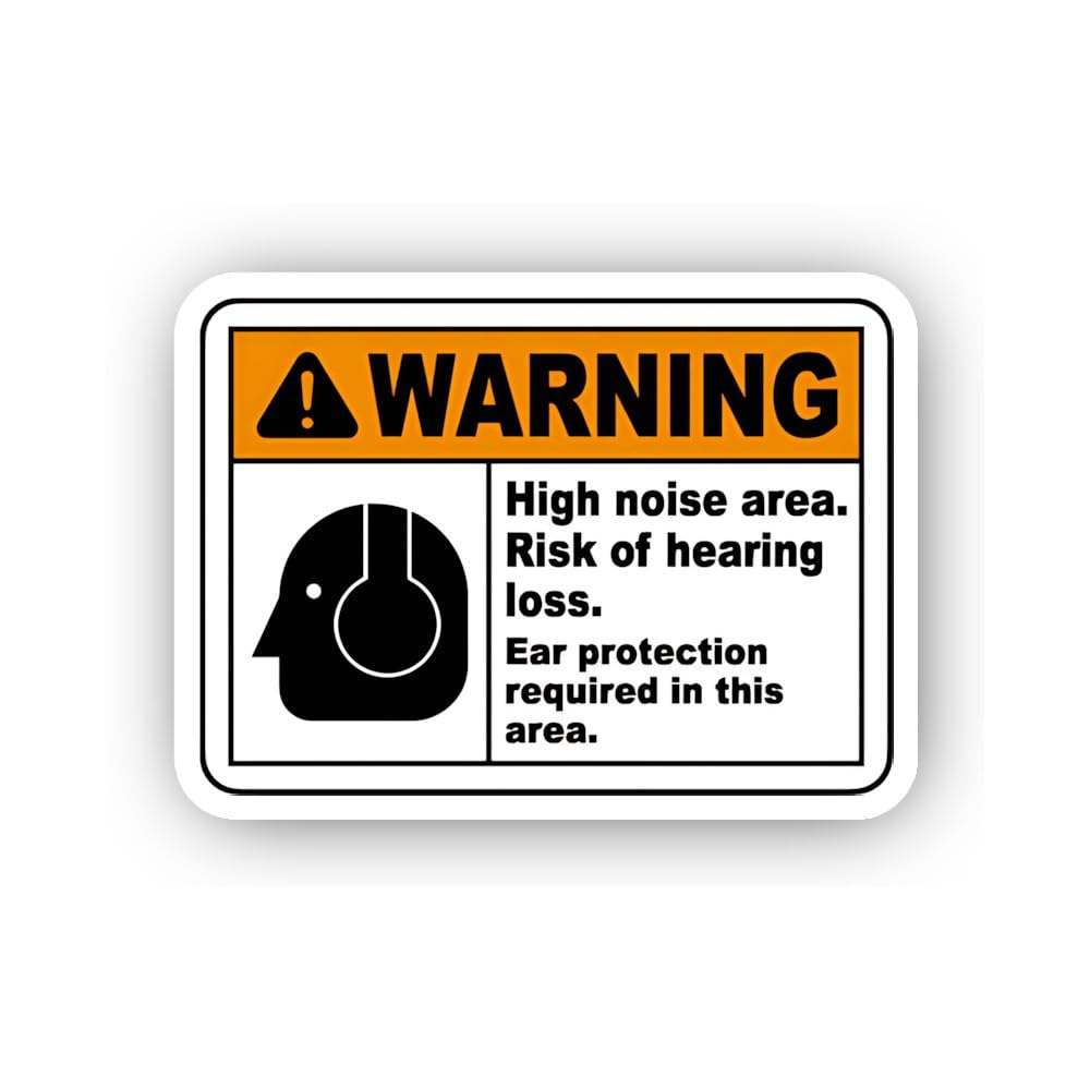 2 (Pieces) 3" and 5" High Noise Level Ear Protection Sticker, Waterproof Vinyl Decals for Many Purpo