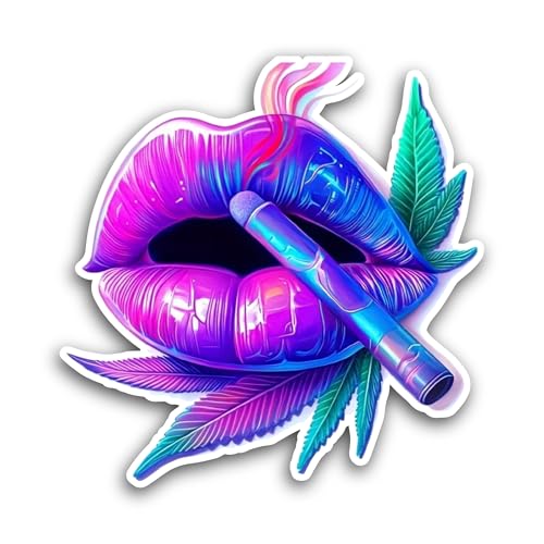 2 (Pieces) 3" and 5" Psychedelic Stoner Lips Sticker, Waterproof Vinyl Decals for Many Purpose Like