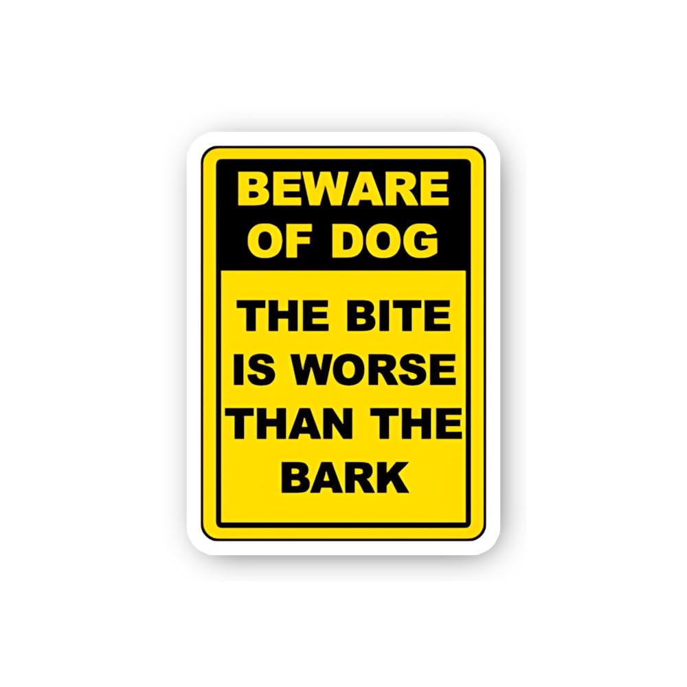 2 (Pieces) 3" and 5" Beware of Dog Bite Worse Than Bark Sticker, Waterproof Vinyl Decals for Many Pu