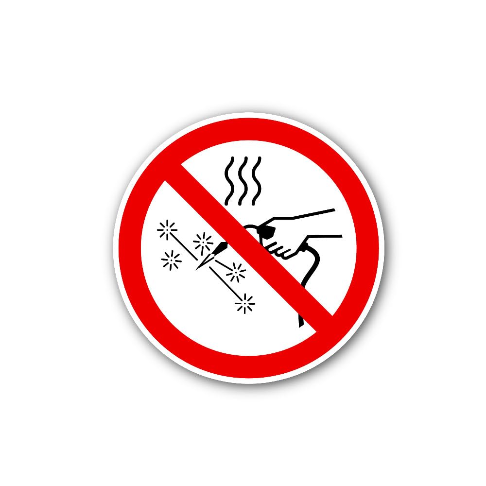 2 (Pieces) 3" and 5" No Sparks or Heat Source Sticker, Waterproof Vinyl Decals for Many Purpose Like