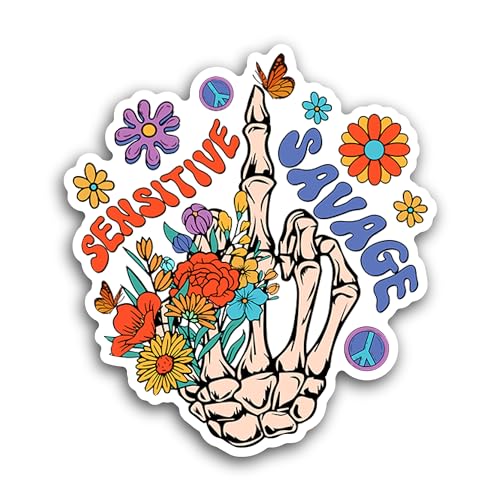 2 (Pieces) 3" and 5" Sensitive Savage Sticker, Waterproof Vinyl Decals for Many Purpose Like Cars, T