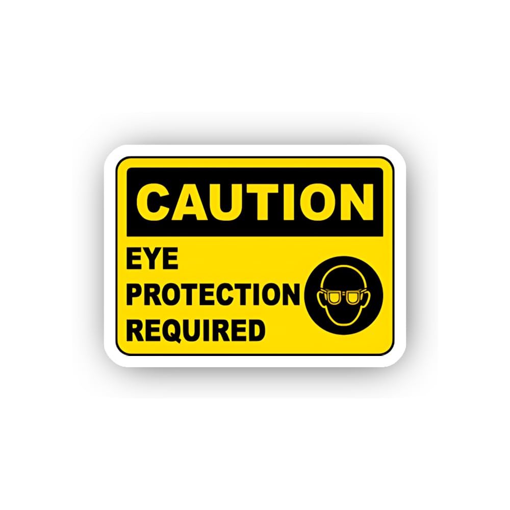2 (Pieces) 3" and 5" Caution Eye Protection Required Horizontal Placard Sticker, Waterproof Vinyl De
