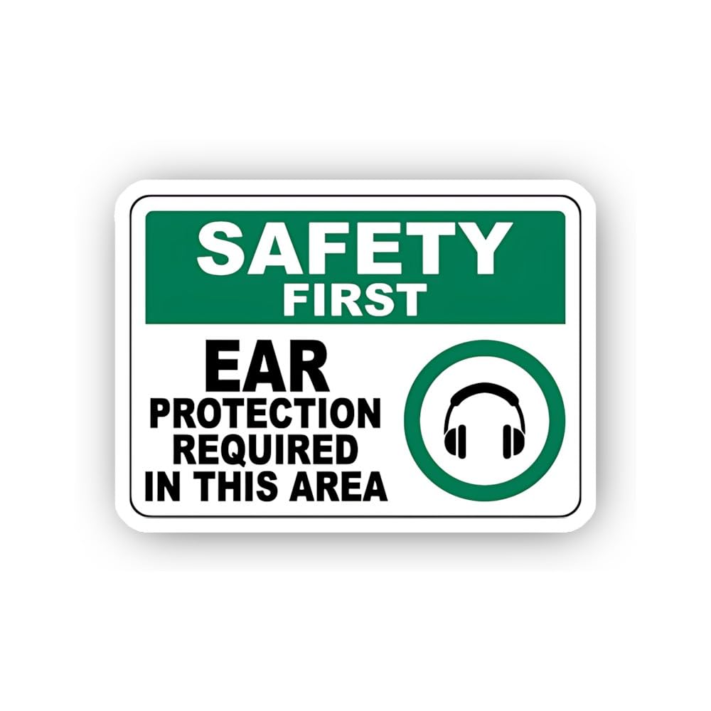 2 (Pieces) 3" and 5" Ear Protection Required in This Area Sign Sticker, Waterproof Vinyl Decals for