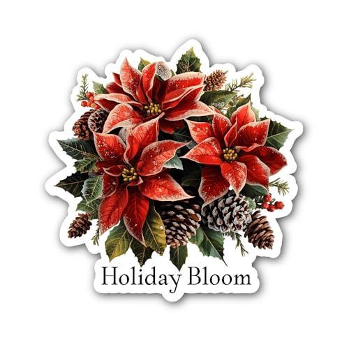 2 (Pieces) 3" and 5" Holiday Bloom Sticker, Waterproof Vinyl Decals for Many Purpose Like Cars, Truc