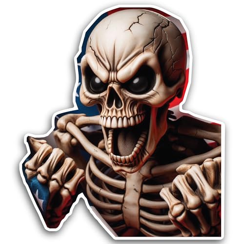 2 (Pieces) 3" and 5" Screaming Skeleton Decal Sticker,Waterproof Vinyl Decals for Many Purpose Like