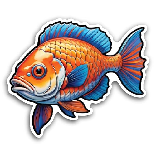 2 (Pieces) 3" and 5" Fish Sticker, Waterproof Vinyl Decals for Many Purpose Like Cars, Trucks, Lapto