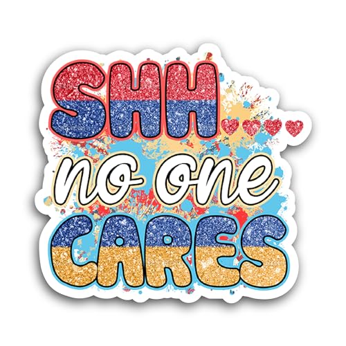 2 (Pieces) 3" and 5" No One Cares Sticker, Waterproof Vinyl Decals for Many Purpose Like Cars, Truck