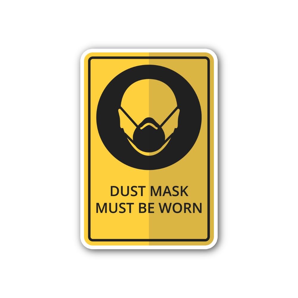 2 (Pieces) 3" and 5" Dust Mask Must Be Worn Sign Sticker, Waterproof Vinyl Decals for Many Purpose L