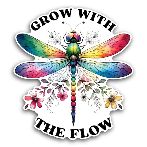 2 (Pieces) 3" and 5" Grow with The Flow Sticker, Waterproof Vinyl Decals for Many Purpose Like Cars,