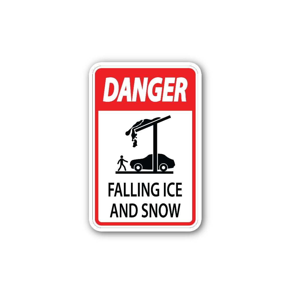 2 (Pieces) 3" and 5" Danger sign for falling ice and snow Sticker, Waterproof Vinyl Decals for Many