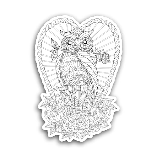 2 (Pieces) 3" and 5" Cute Owl Design Sticker, Waterproof Vinyl Decals for Many Purpose Like Cars, Tr