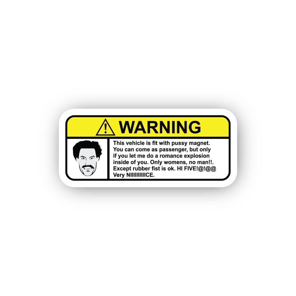 2 (Pieces) 3" and 5" Borat Romance Explosion Warning Sticker, Waterproof Vinyl Decals for Many Purpo