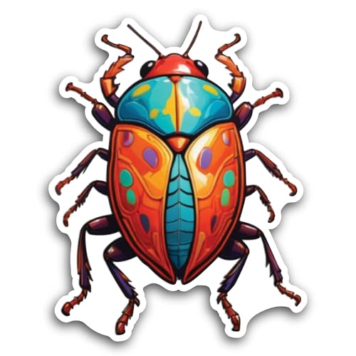 2 (Pieces) 3" and 5" Bright Colored Bug Sticker, Waterproof Vinyl Decals for Many Purpose Like Cars,