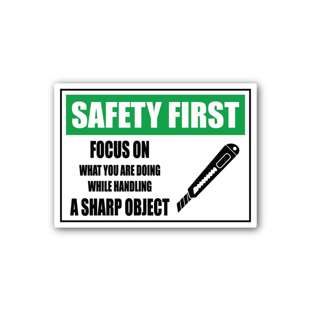2 (Pieces) 3" and 5" You are Doing While HANDLING A Sharp Object Sign Sticker, Waterproof Vinyl Deca