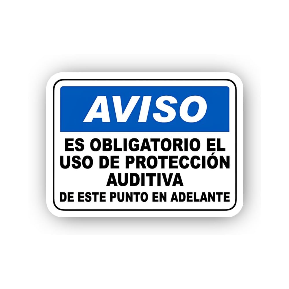 2 (Pieces) 3" and 5" Spanish Mandatory Ear Protection Sticker, Waterproof Vinyl Decals for Many Purp