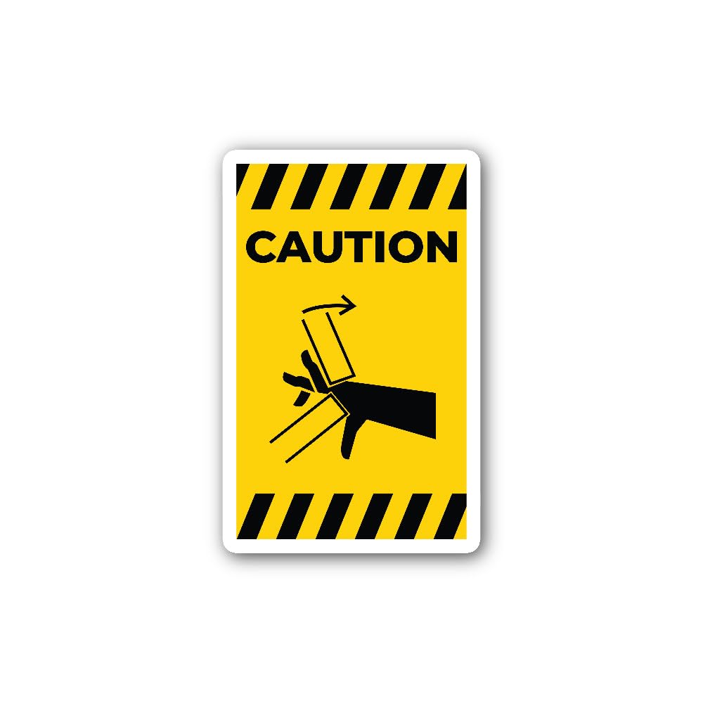 2 (Pieces) 3" and 5" Hand Crush Pinch Point Symbol Sign Sticker, Waterproof Vinyl Decals for Many Pu