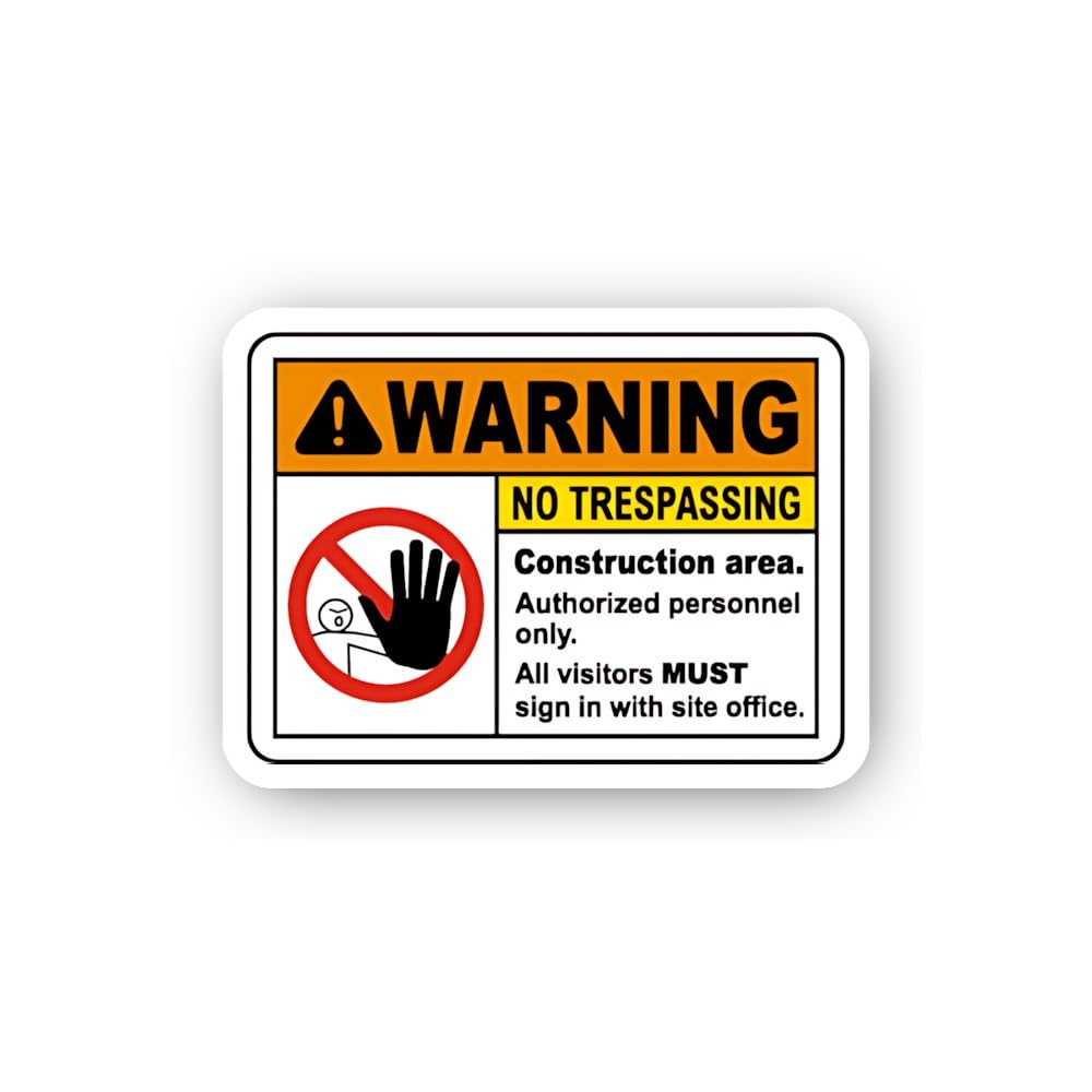 2 (Pieces) 3" and 5" Warning Restricted Construction Zone Horizontal Sign Sticker, Waterproof Vinyl