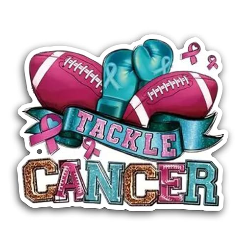 2 (Pieces) 3" and 5" Tackle Cancer Decal Sticker, Waterproof Vinyl Decals for Many Purpose Like Cars