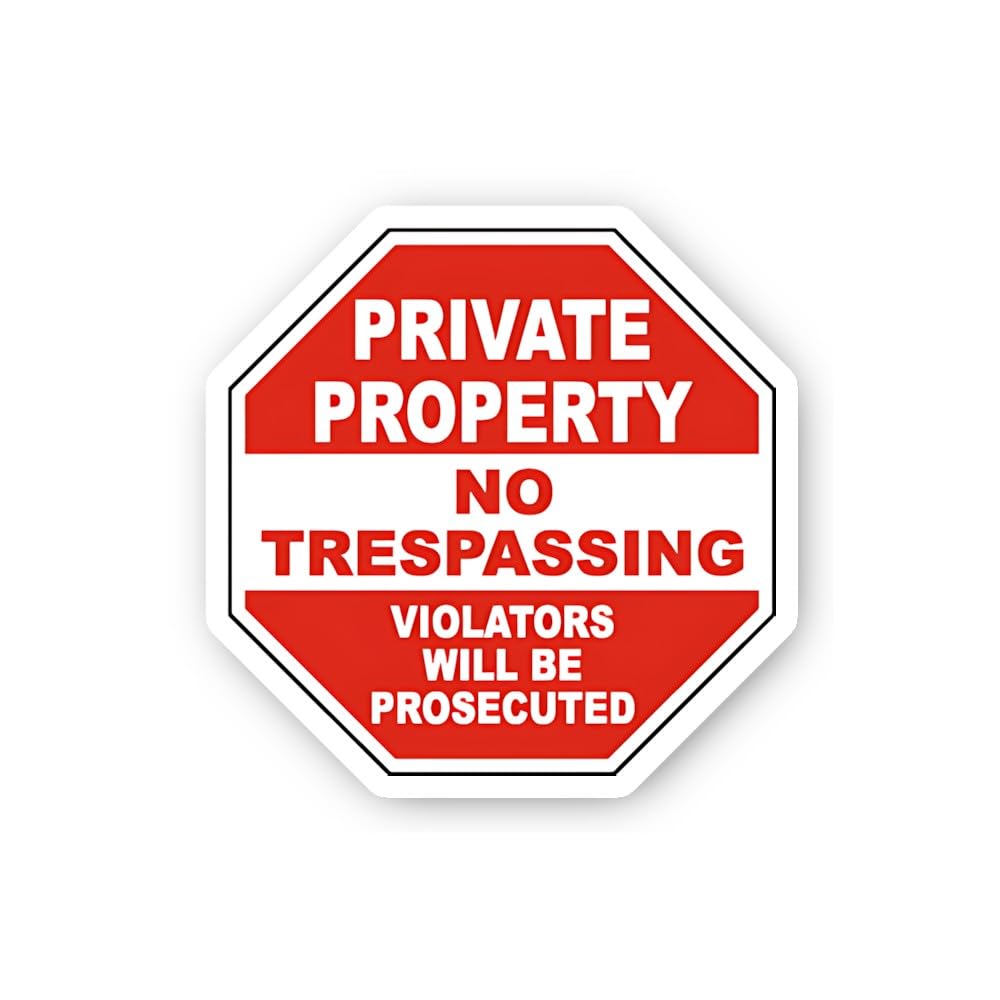 2 (Pieces) 3" and 5" Private Property No Trespassing Octagon Sticker, Waterproof Vinyl Decals for Ma