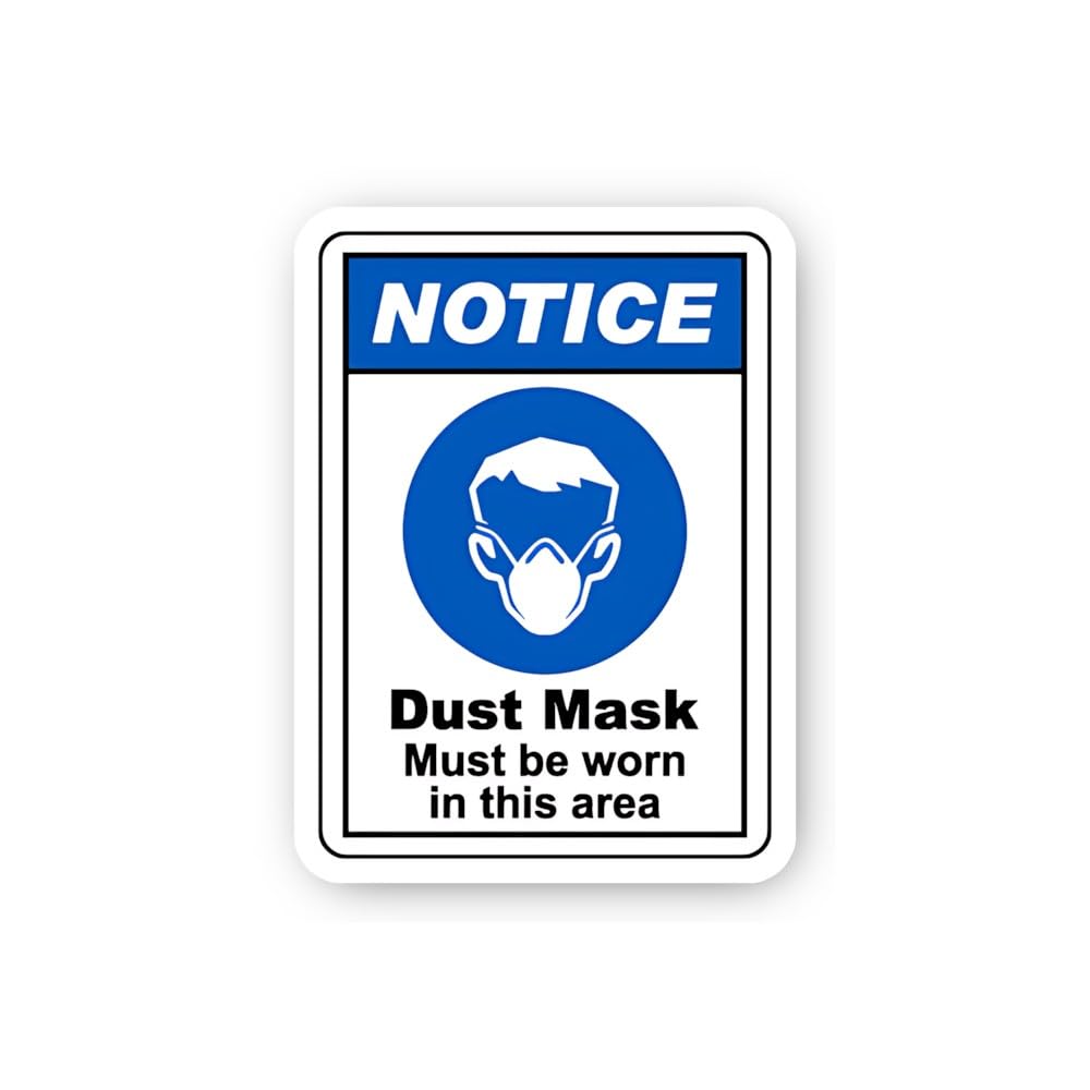 2 (Pieces) 3" and 5" Notice: Dust Mask Required Sticker, Waterproof Vinyl Decals for Many Purpose Li