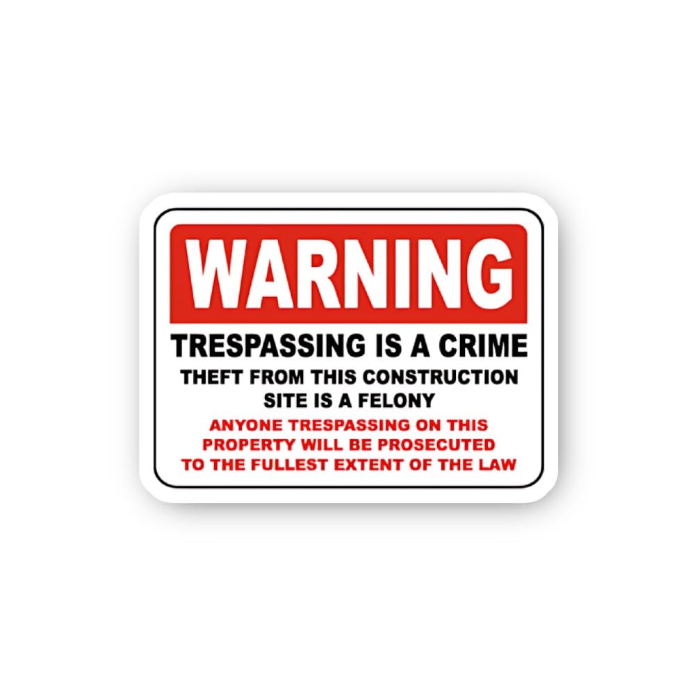 2 (Pieces) 3" and 5" Warning : Trespassing and Theft Sticker, Waterproof Vinyl Decals for Many Purpo