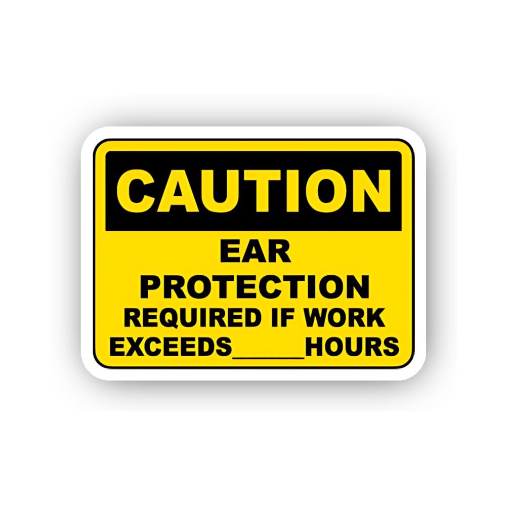 2 (Pieces) 3" and 5" Time Limit Ear Protection Caution Sticker, Waterproof Vinyl Decals for Many Pur