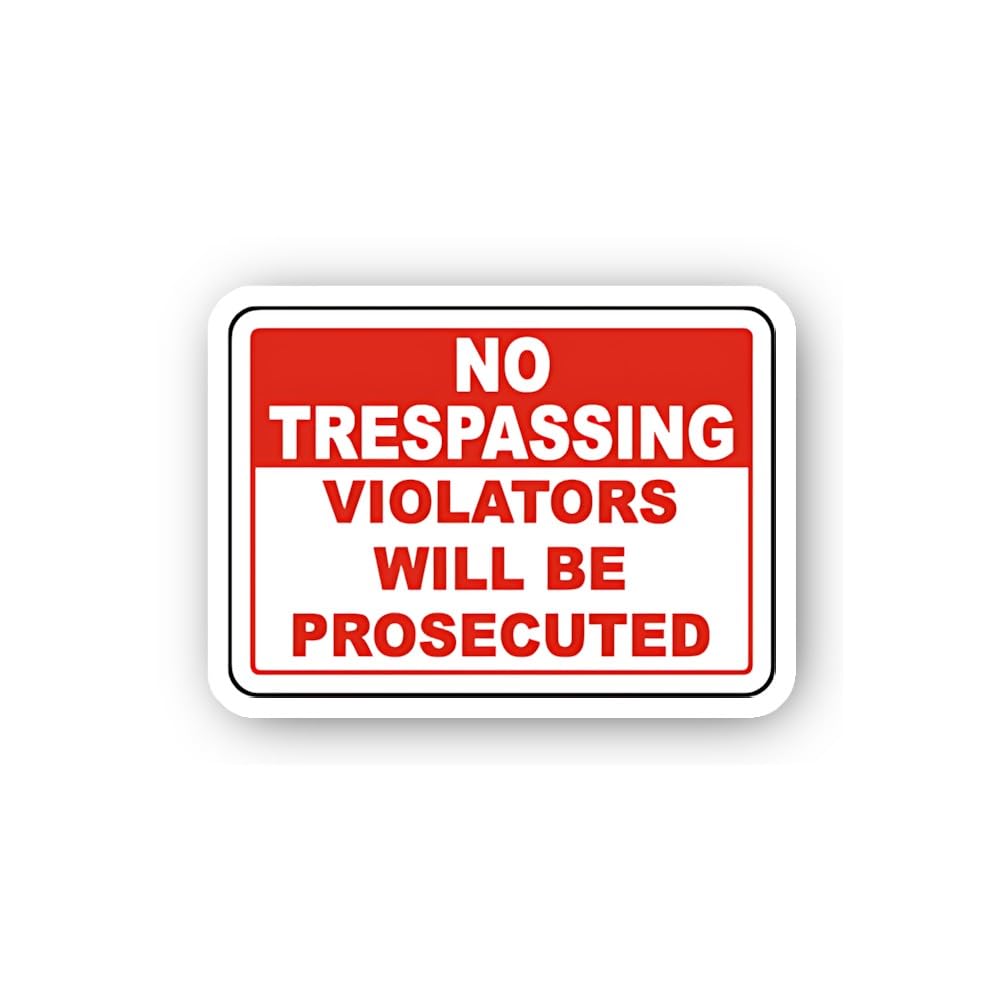 2 (Pieces) 3" and 5" No Trespassing Violators Prosecuted Sticker, Waterproof Vinyl Decals for Many P