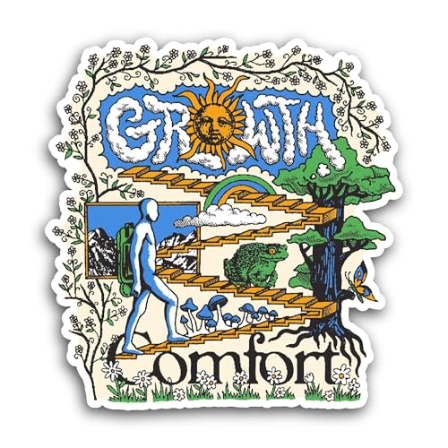 2 (Pieces) 3" and 5" Growth Comfort Sticker, Waterproof Vinyl Decals for Many Purpose Like Cars, Tru