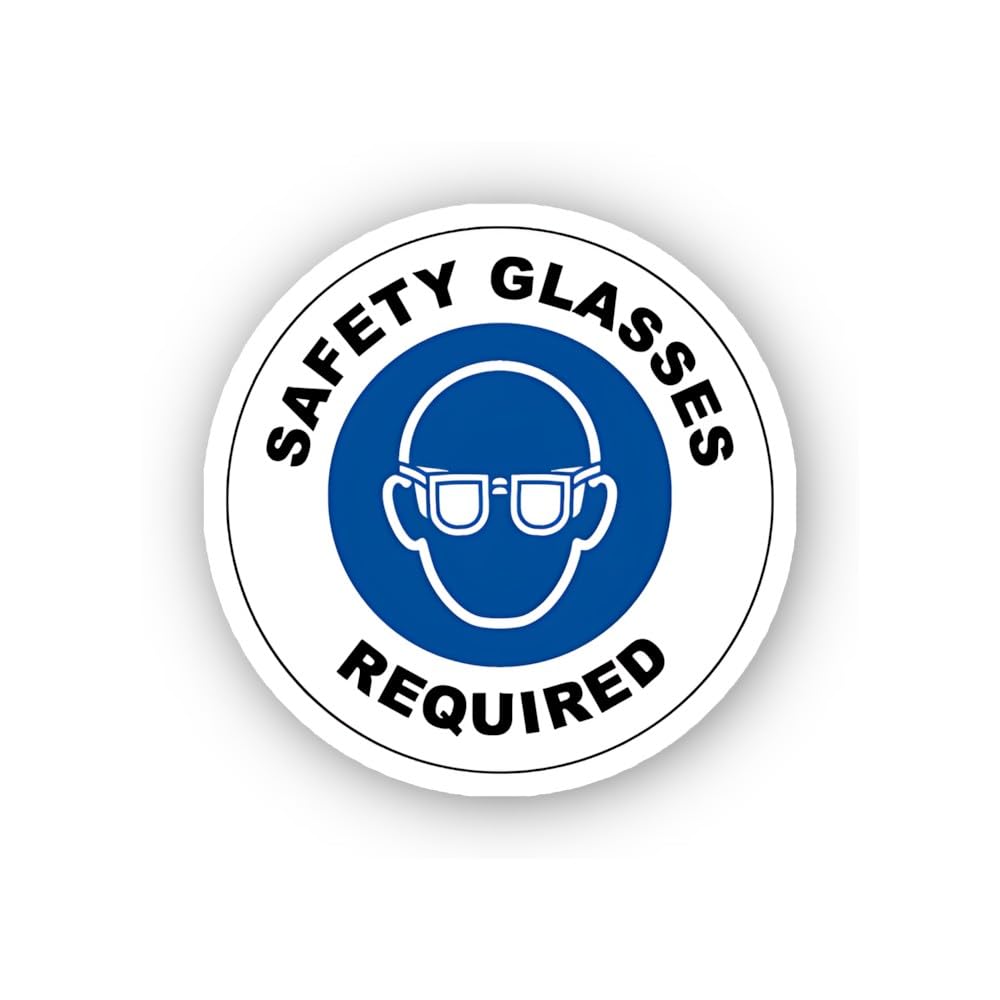 2 (Pieces) 3" and 5" Circular Mandatory Safety Glasses Sticker, Waterproof Vinyl Decals for Many Pur