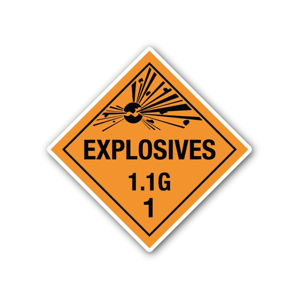 2 (Pieces) 3" and 5" Explosives 1.1g 1 Sign Sticker, Waterproof Vinyl Decals for Many Purpose Like C