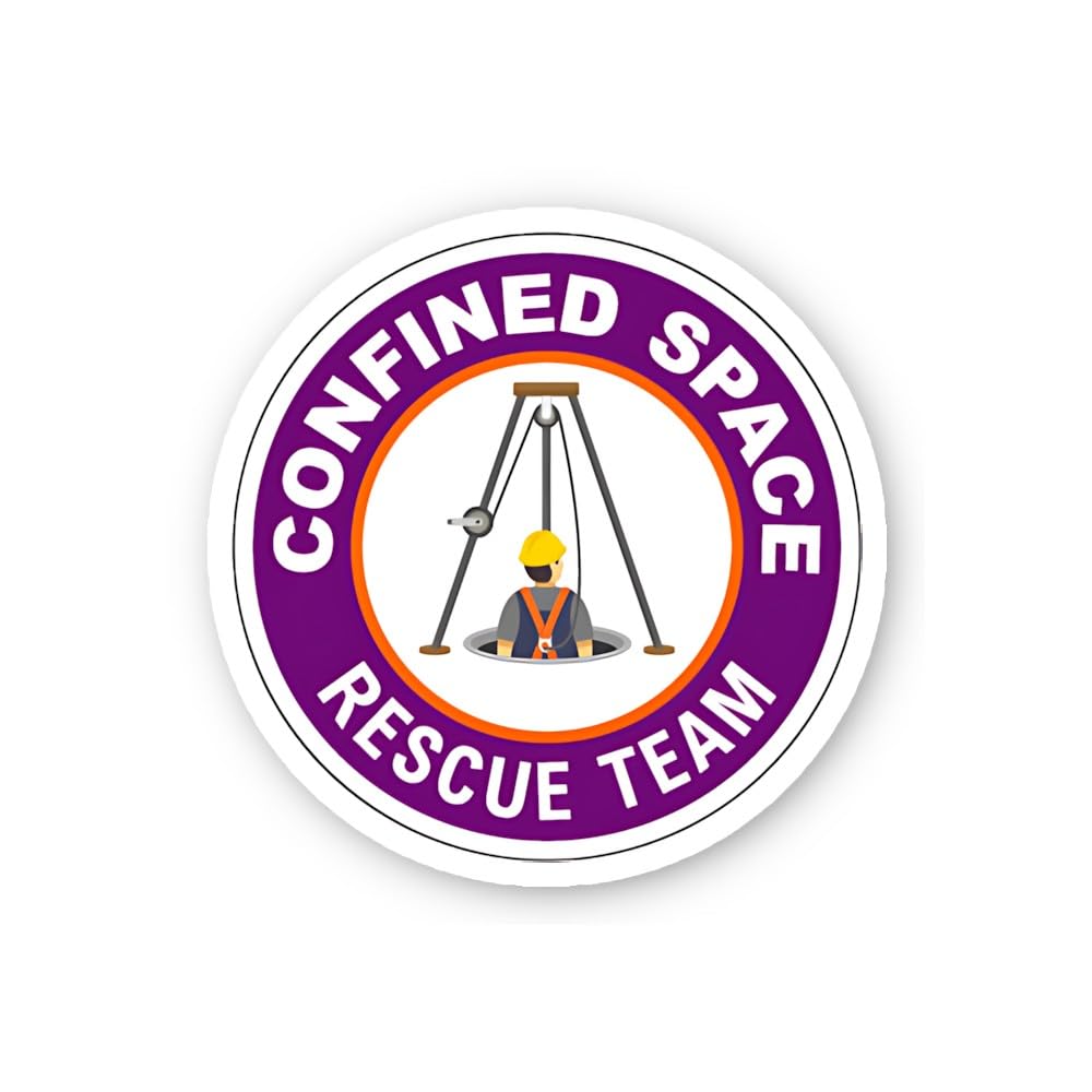 2 (Pieces) 3" and 5" Confined Space Rescue Team Sticker, Waterproof Vinyl Decals for Many Purpose Li